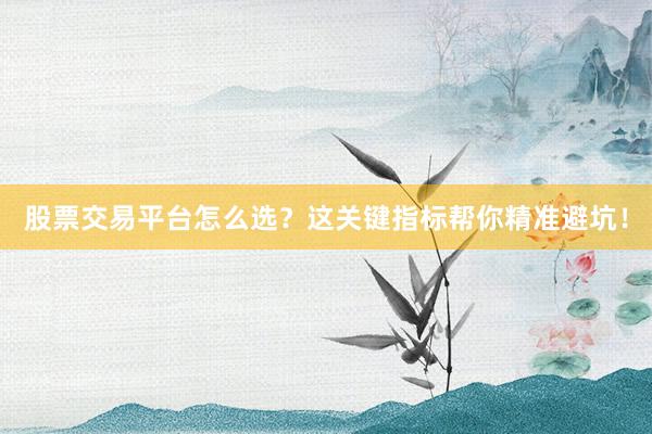 股票交易平台怎么选？这关键指标帮你精准避坑！
