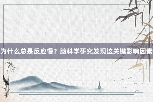 为什么总是反应慢？脑科学研究发现这关键影响因素