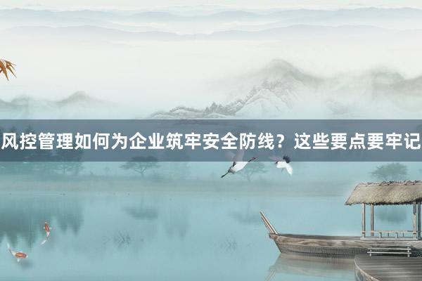 风控管理如何为企业筑牢安全防线？这些要点要牢记