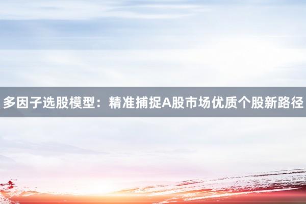 多因子选股模型：精准捕捉A股市场优质个股新路径