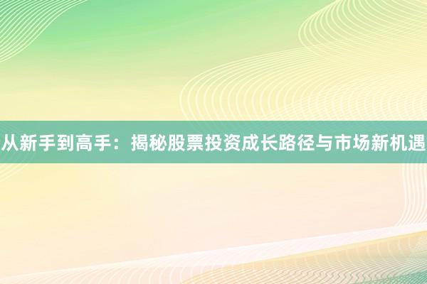从新手到高手：揭秘股票投资成长路径与市场新机遇
