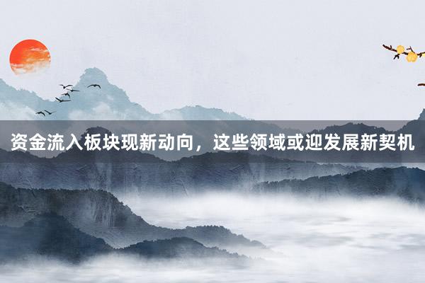 资金流入板块现新动向，这些领域或迎发展新契机